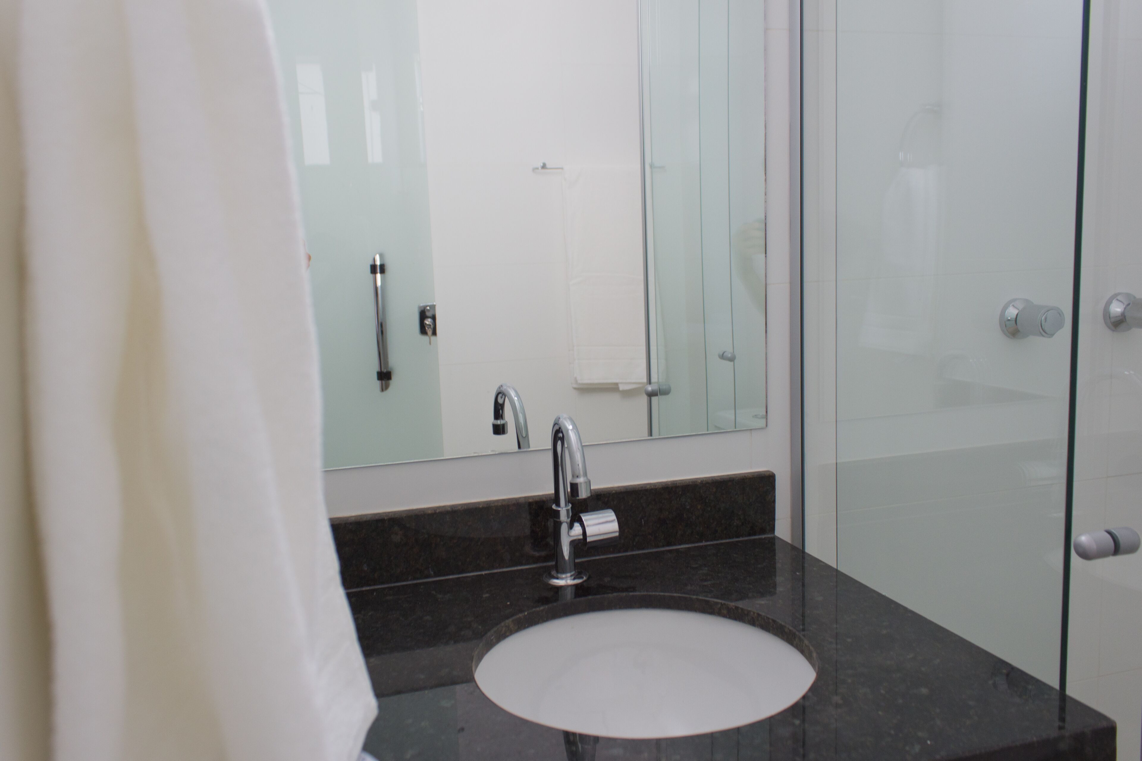 Shower, free toiletries, towels, toilet paper