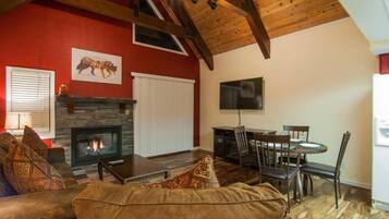 TV, fireplace