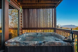 Outdoor spa tub - Cabin With Spectacular Mountain and Valley Views (Sevierville)