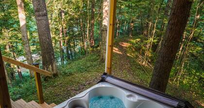 Creek View, Covered Decks & Private Hot Tub, Woods, Peaceful, Wildlife!