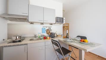 Kühlschrank, Mikrowelle, Herdplatte, Geschirrspüler