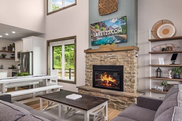 Smart TV, fireplace, video games, ping pong