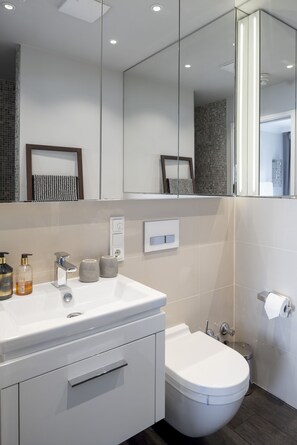Douche, sèche-cheveux, serviettes fournies