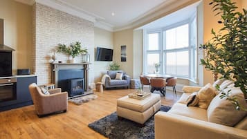 TV, fireplace, offices