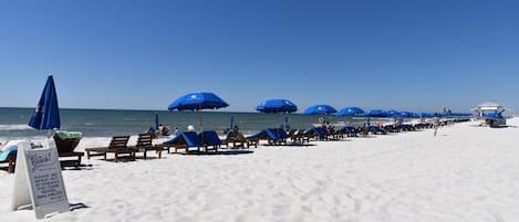 Beach nearby, sun loungers