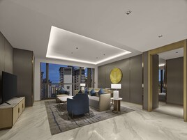 华丽套房, 1 张特大床 | 起居区 | 电视