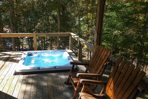 Hot tub on the wrap around deck.
