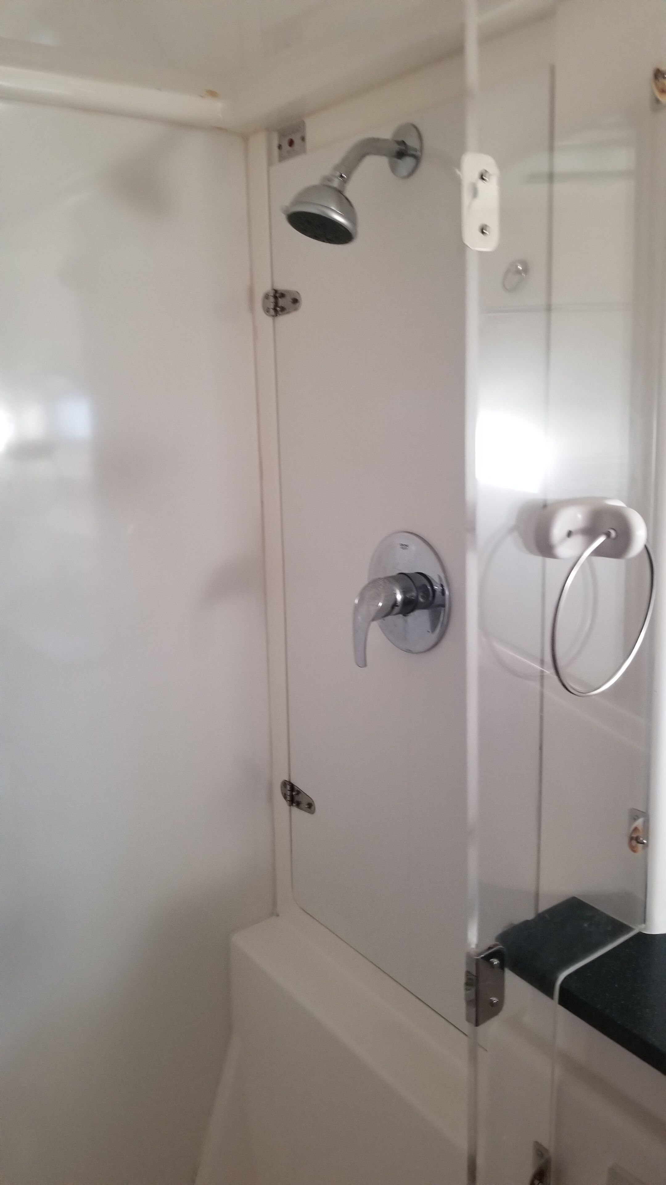 Shower, soap, toilet paper
