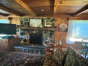 TV, fireplace, DVD player, stereo