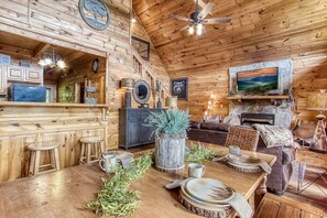 TV, fireplace