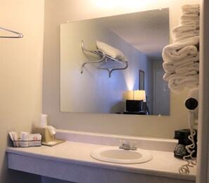 Quarto solteiro básico | Banheiro | Secador de cabelo 