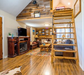 Smart TV, DVD player, books, video library