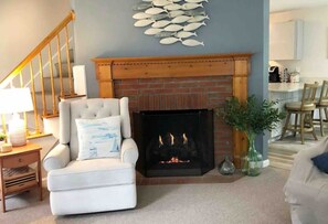 Smart TV, fireplace, video games, DVD player
