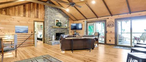 Smart TV, fireplace, video games, books