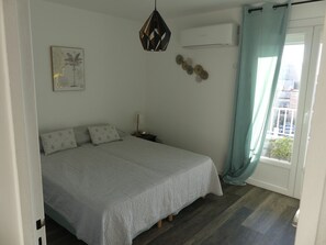 1 bedroom, desk, iron/ironing board, travel cot