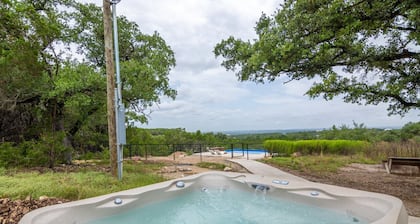 Private container pool with pond and hot tub with views