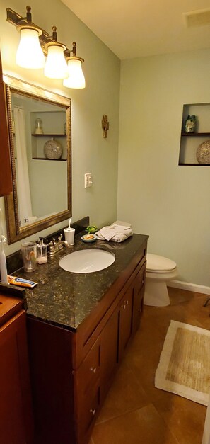 浴槽、ヘアドライヤー、タオル、石鹸