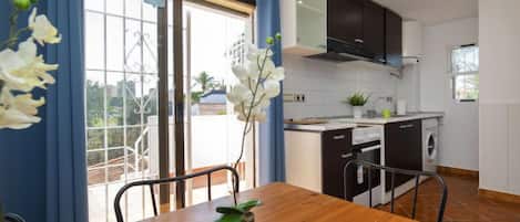 Fridge, microwave, oven, toaster