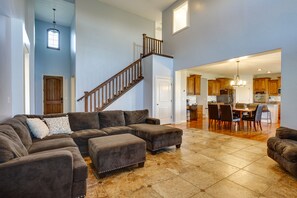 TV, fireplace, video game console, DVD player - Game Room + Home Office: Spacious Kaysville Escape (Kaysville)