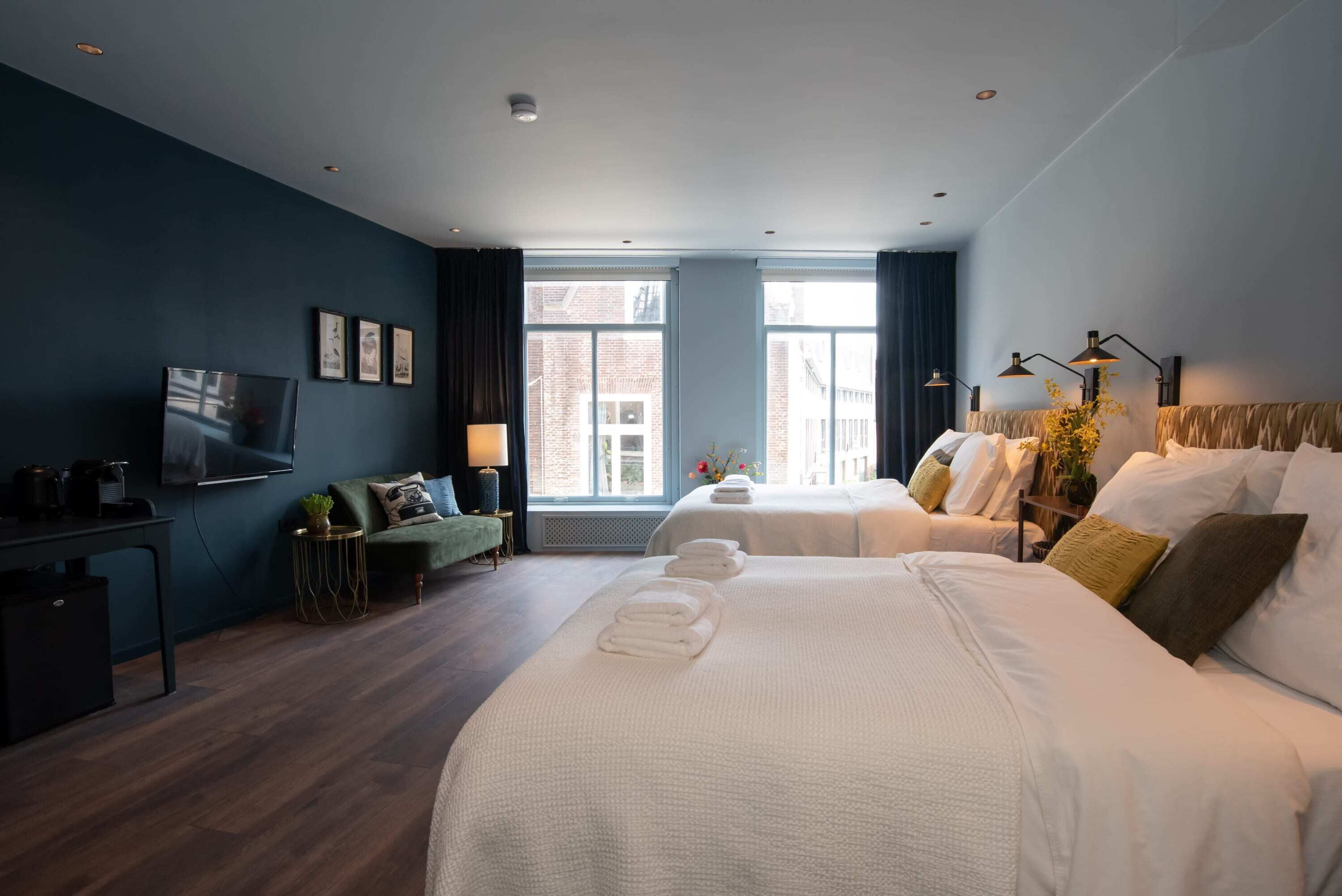 Two comfy double beds