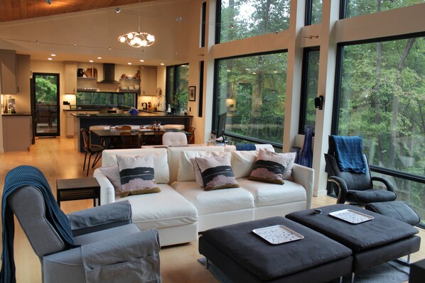 Smart TV, fireplace, video games, books