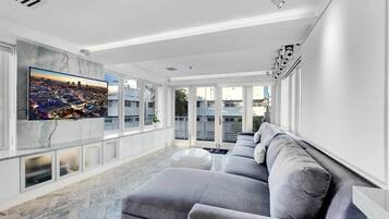 Smart TV, table football, music library, video library