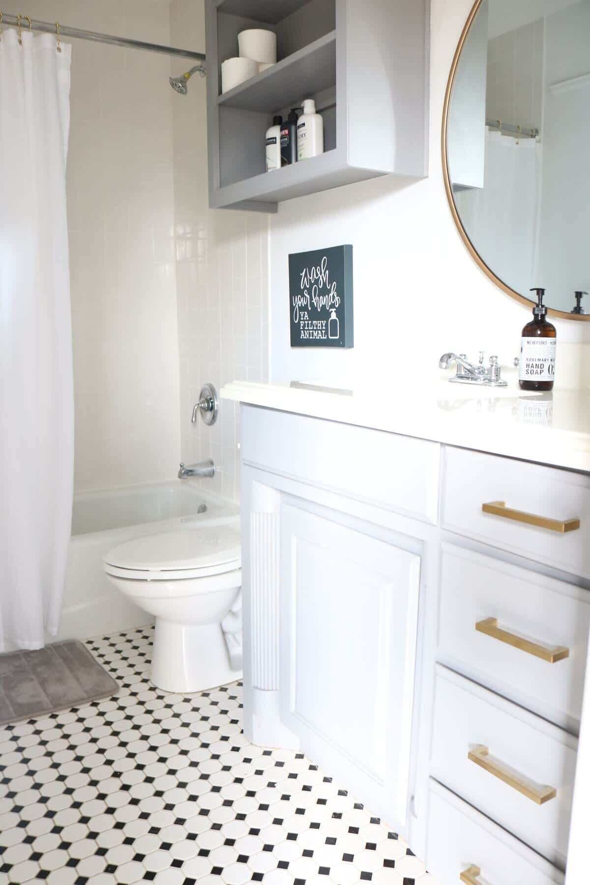 Combined shower/tub, hair dryer