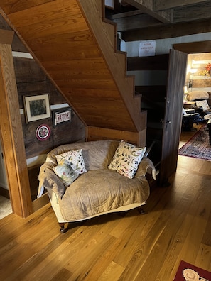 Interior - Historic Log Cabin on 200 acre farm, pasture and forest with panoramic views! (Lebanon)