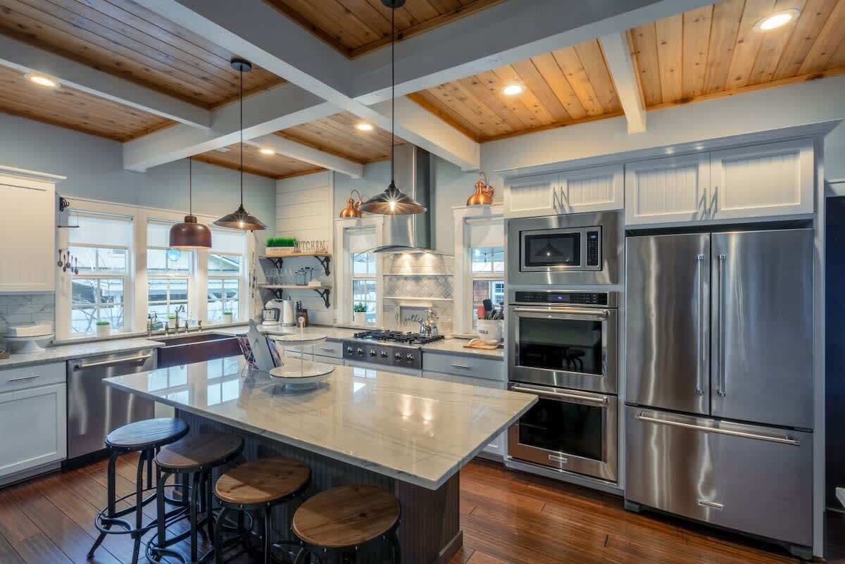 Fully stocked kitchen with generous prep space and upgraded appliances