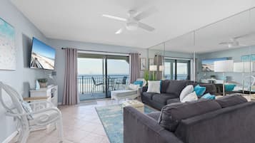 Condo (#403 - No Pets) | Living area | 42-inch TV with cable channels