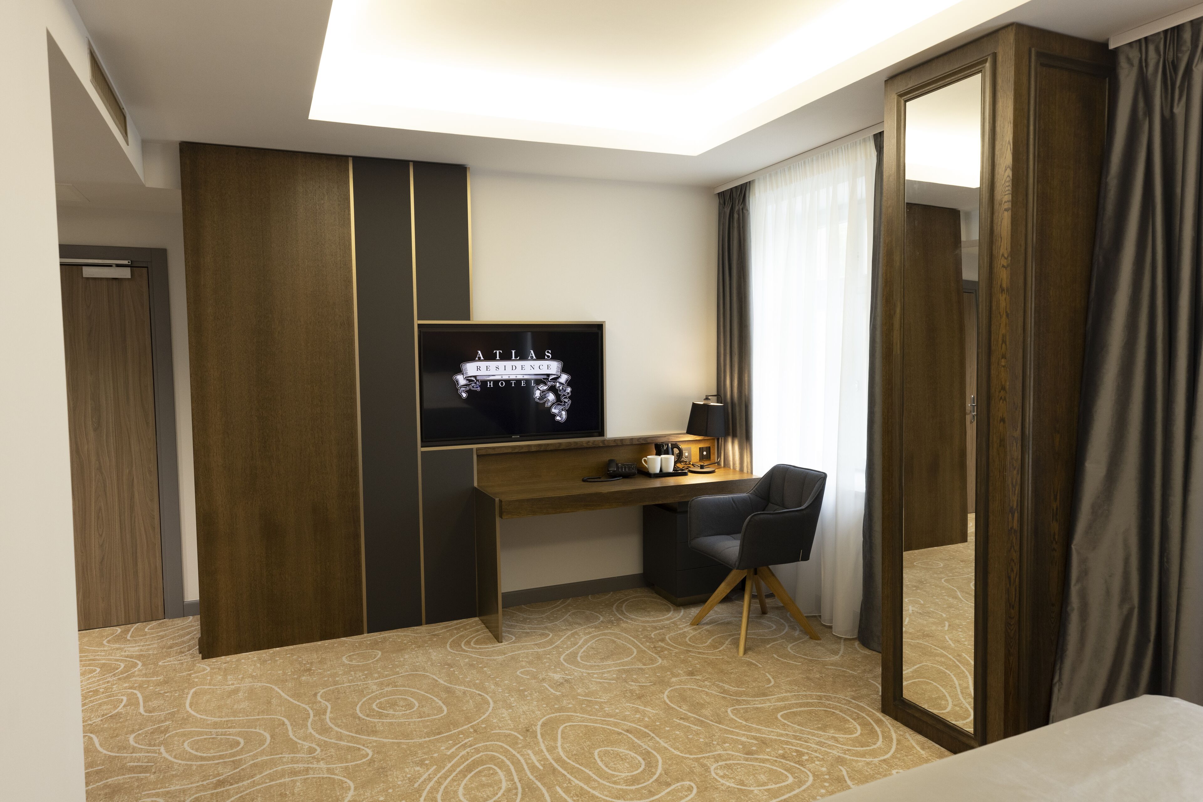 Deluxe Double Room, 1 King Bed, Non Smoking, City View | Living area | 50-inch Smart TV with digital channels, TV, printers