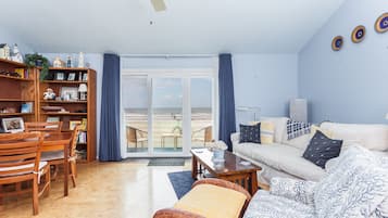 Condo, 1 King Bed, Balcony, Ocean View (#B2-1U - No Pets) | Living area | 42-inch flat-screen TV with digital channels