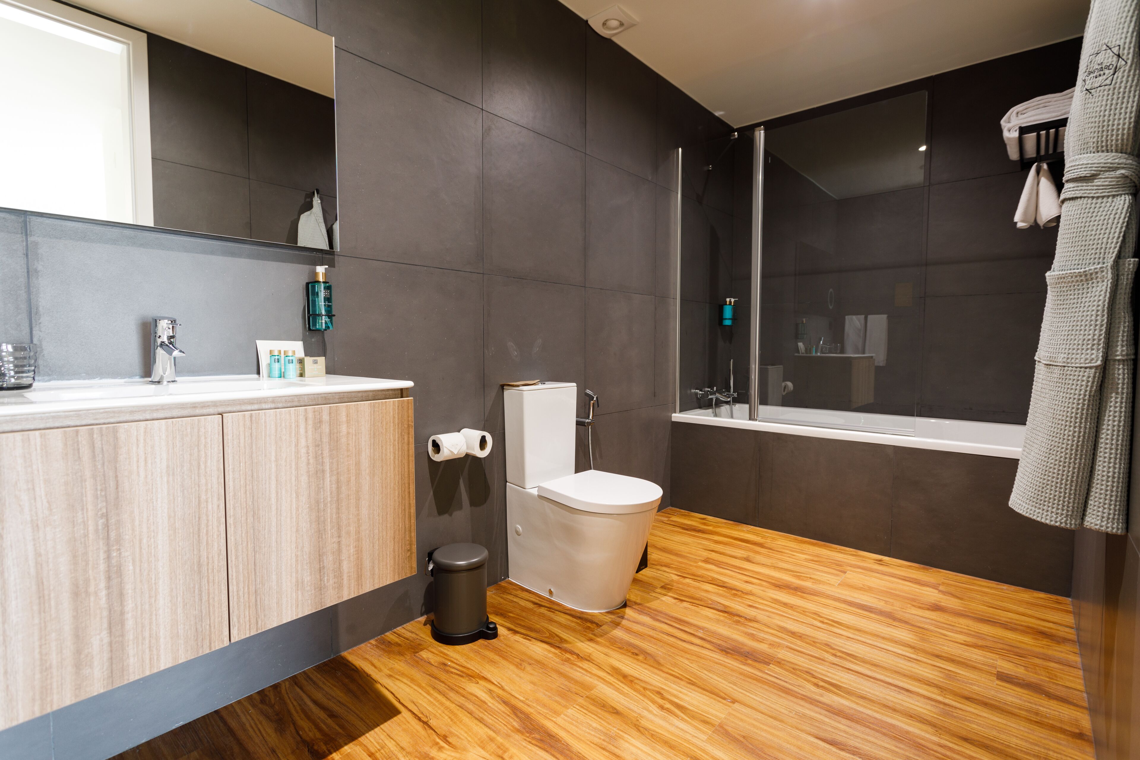 shower, slippers, towels