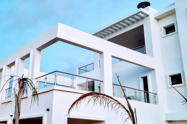 New modern building with a garden