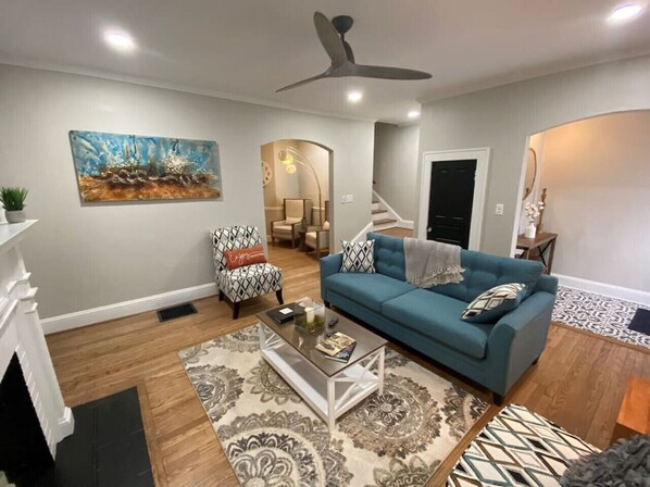 TV, fireplace, video games