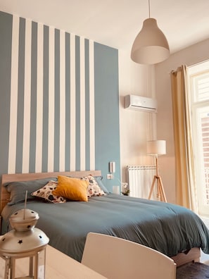 1 bedroom, desk, iron/ironing board, travel cot