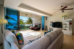 Apartment, 2 Bedrooms | Living area - Stunning Beachfront 2-Bed Condo with Pool - Ocean One 204 by BSL Rentals (Maxwell)