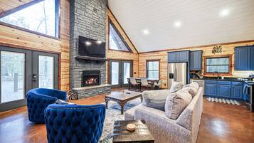 Smart TV, fireplace, video games, Hulu