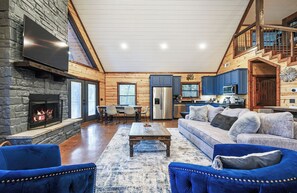 Smart TV, fireplace, video games, Hulu