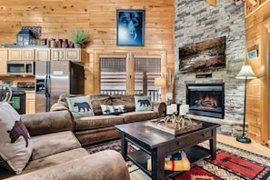 TV, fireplace, video games