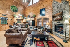 TV, fireplace, video games