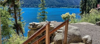 Lakefront home with private dock, 2 decks, lake views & fireplace