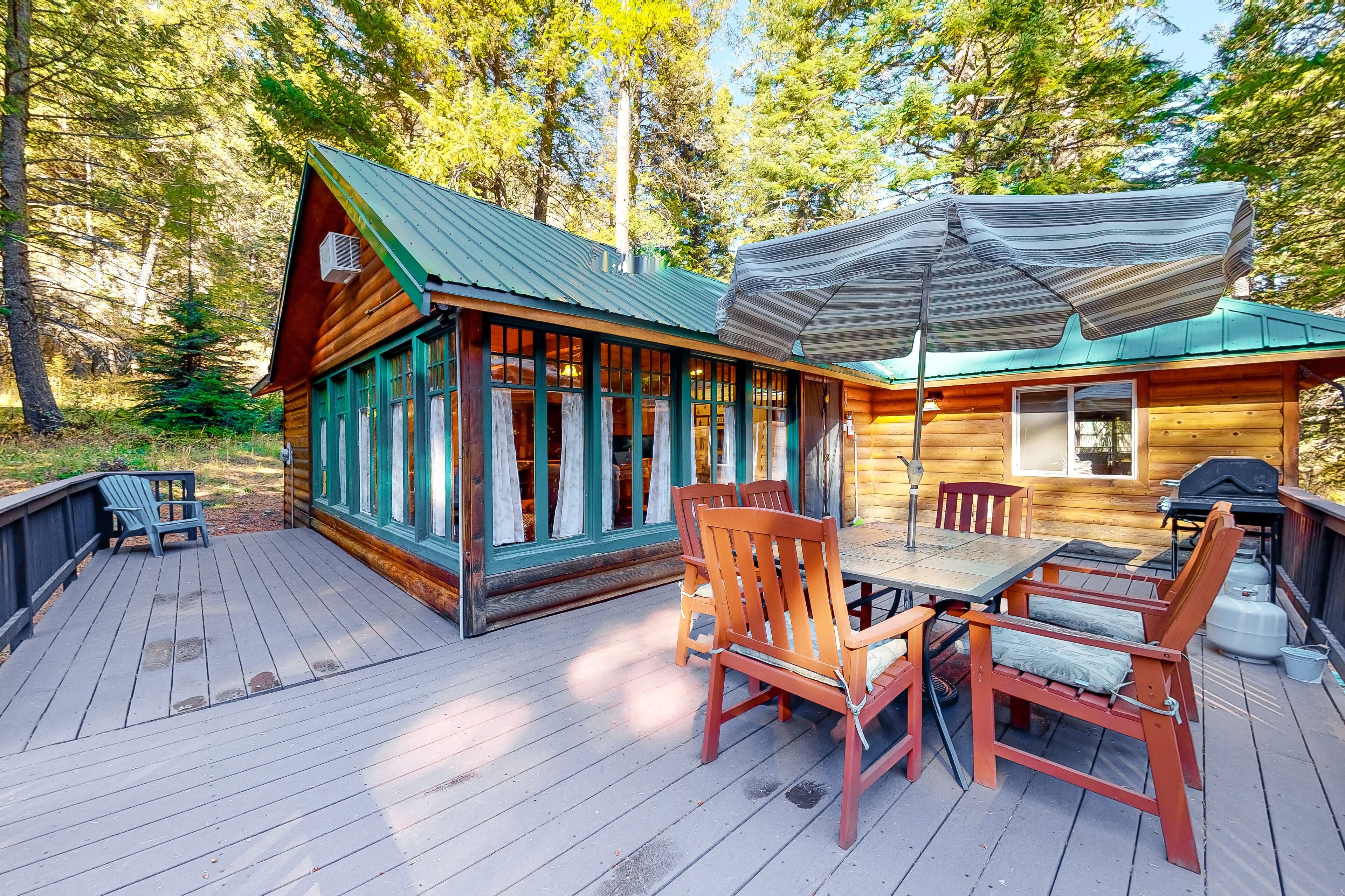 Dog-friendly cabin with mountain view, washer/dryer, gas grill, & deck