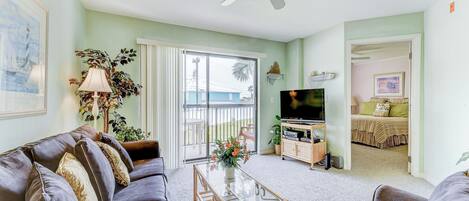 Condo, Multiple Beds, Balcony, Garden View (#L25 - No Pets) | Living area | 42-inch flat-screen TV with digital channels