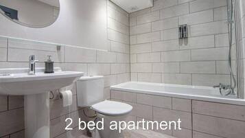 Shower, free toiletries, hair dryer