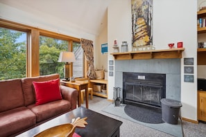 TV, fireplace, foosball, table tennis