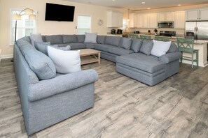 Smart TV, foosball, books