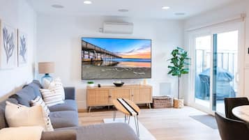 Smart TV, DVD player, music library, stereo