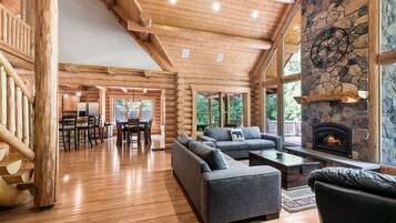 Télévision, cheminée, lecteur de DVD, chaßne hi-fi