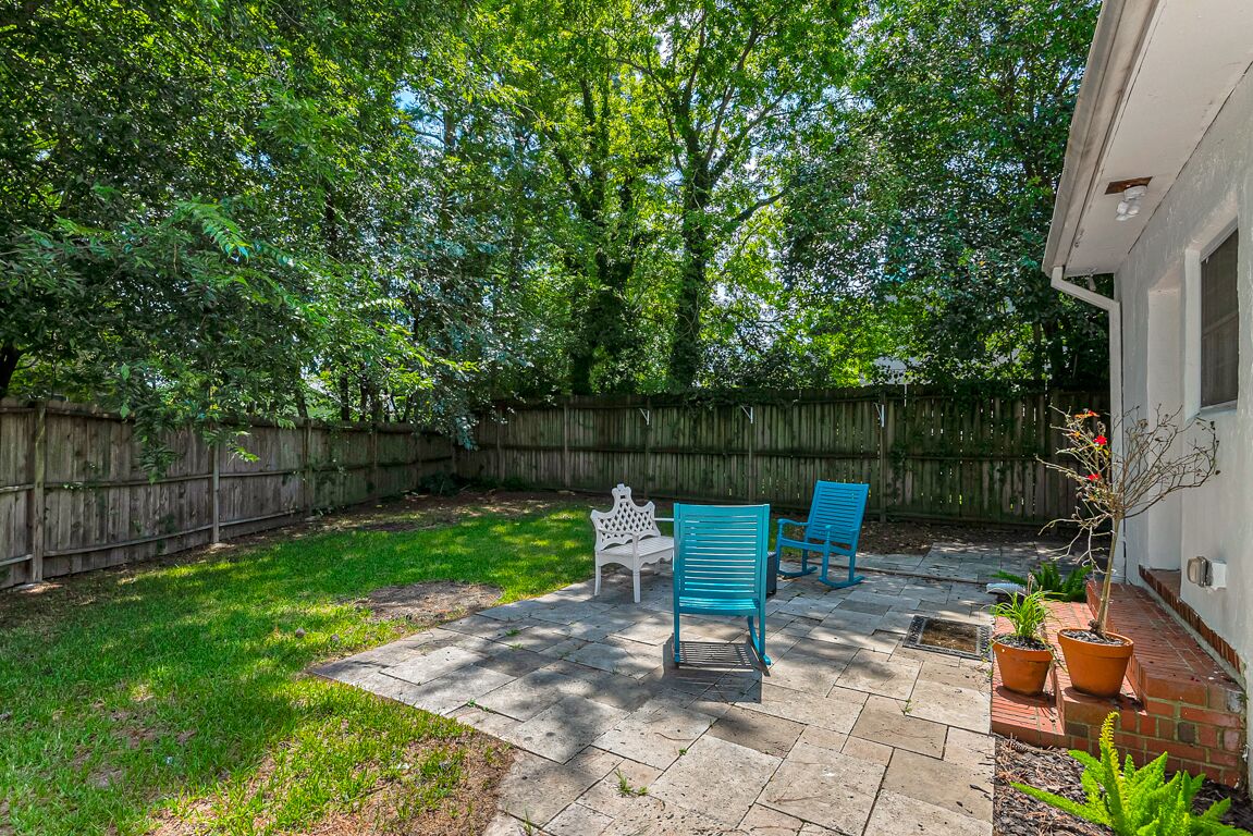 Chat with loved ones in the comfort of our fenced yard.